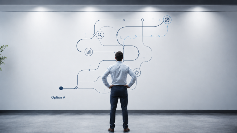 How ABM Changes the B2B Buyer Journey visual showing target accounts, buying group signals and pipeline progression.