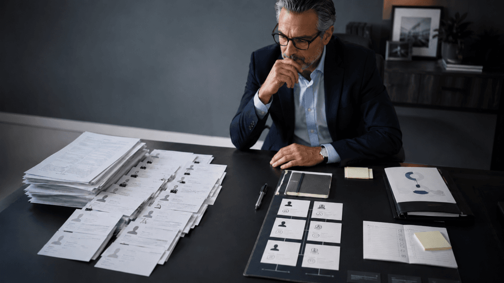 B2B marketing professional comparing traditional lead generation with account-based lead generation records.