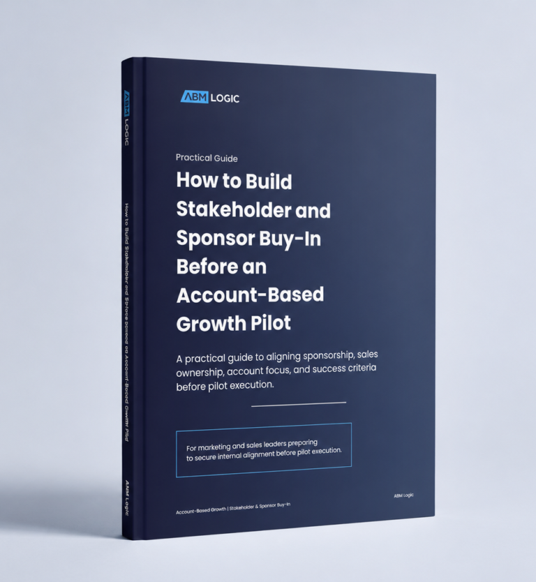 Cover image for ABM Logic’s guide on building stakeholder and sponsor buy-in before an account-based growth pilot.