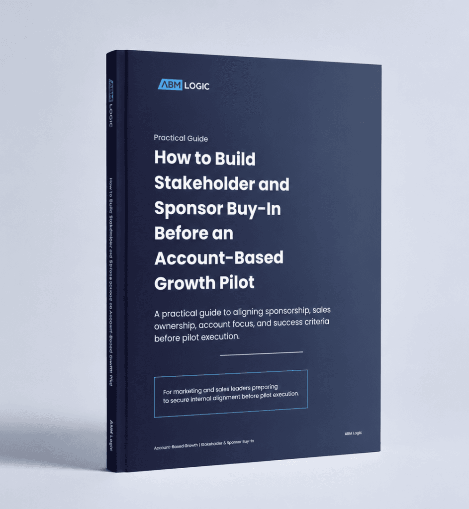 Cover of ABM Logic’s stakeholder and sponsor buy-in guide for account-based growth pilots