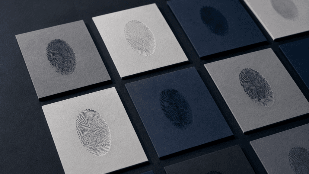 Grid of cards displaying different fingerprint patterns