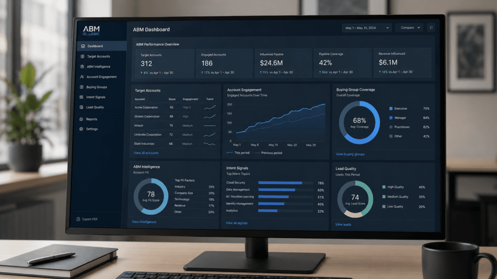 What Data Do You Need for Account-Based Marketing? visual showing target accounts, buying group signals and pipeline progression.
