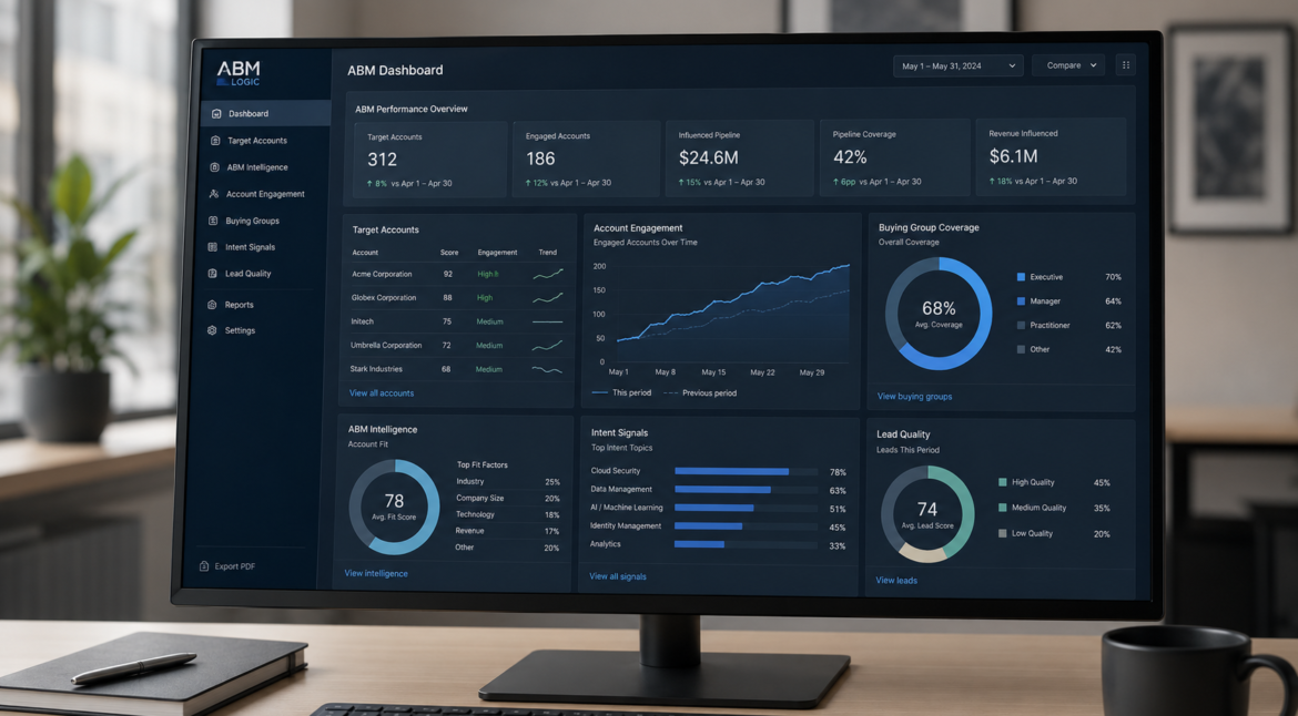 What Data Do You Need for Account-Based Marketing? visual showing target accounts, buying group signals and pipeline progression.