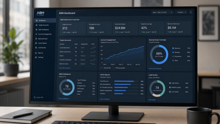 What Data Do You Need for Account-Based Marketing? visual showing target accounts, buying group signals and pipeline progression.