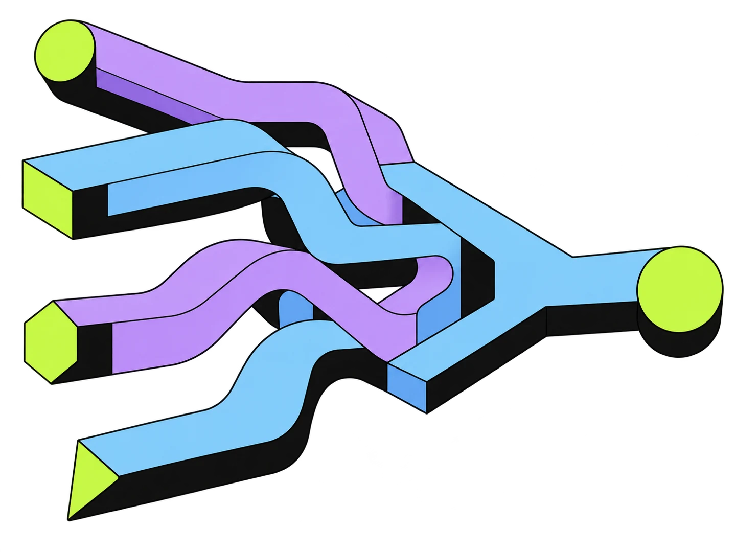 Blue and lavender pathways converging into one channel, illustrating coordinated audience engagement.