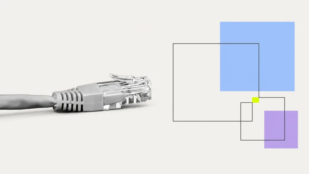 A close-up of an Ethernet connector.